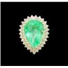 Image 2 : GIA Cert 17.66 ctw Emerald and Diamond Ring - 14KT Yellow Gold