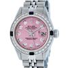 Rolex Ladies Stainless Steel Pink Diamond & Sapphire Datejust Wristwatch