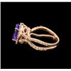 Image 3 : 14KT Rose Gold 4.34 ctw Tanzanite and Diamond Ring