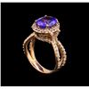 Image 4 : 14KT Rose Gold 4.34 ctw Tanzanite and Diamond Ring