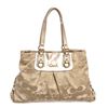 Image 1 : Coach Gold Metallic Monogram Canvas Leather Trim Shoulder Handbag