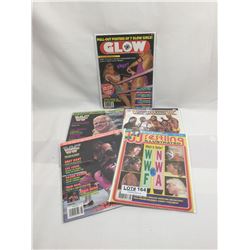 5 WRESTLING MAGAZINES INCLUDING GLOW AND WRESTLING ILLUSTRATED