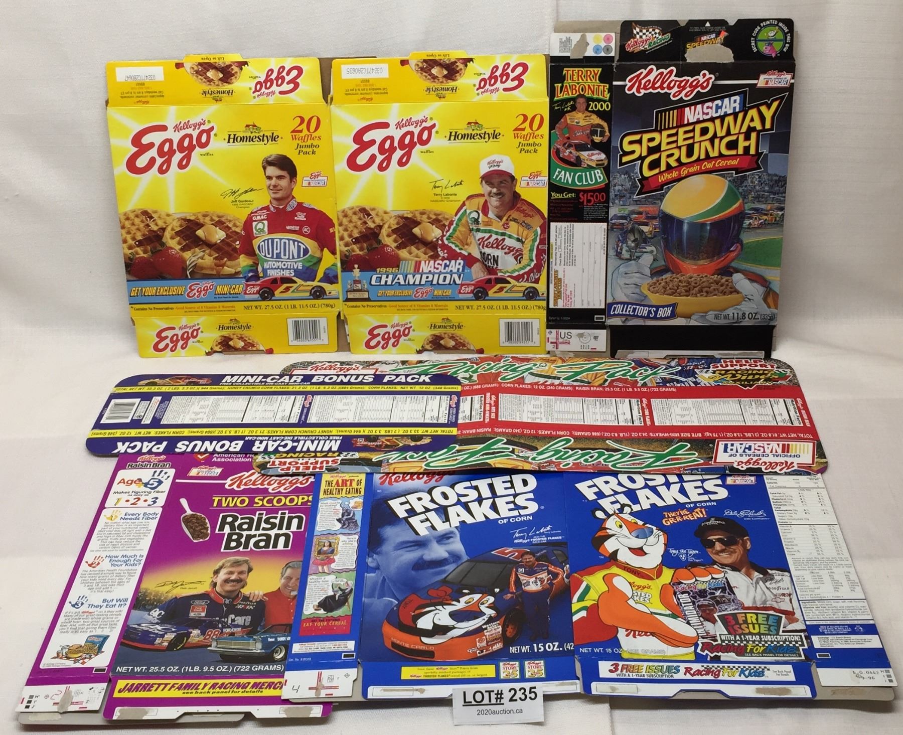 8 COLLECTOR CEREAL AND EGGO BOXES