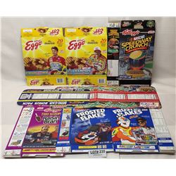 8 COLLECTOR CEREAL AND EGGO BOXES