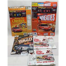 5 COLLECTOR NASCAR CEREAL, POPTARTS, AND BUGLES BOXES