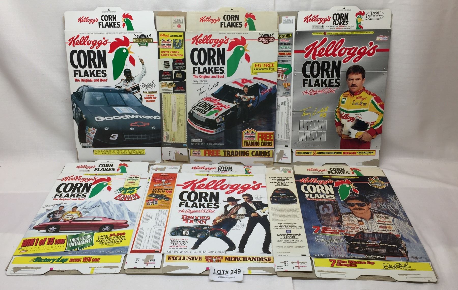 6 COLLECTOR CORN FLAKES CEREAL BOXES WITH NASCAR DRIVERS ON THEM