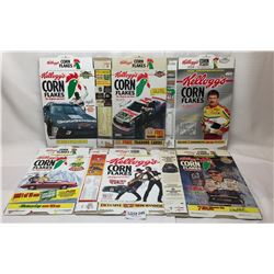 6 COLLECTOR CORN FLAKES CEREAL BOXES WITH NASCAR DRIVERS ON THEM