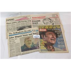 NEWSPAPERS RE JOHN WAYNE AND PRINCESS GRACE