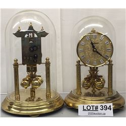 LOT OF 2 X 81/2" BRASS CLOCKS - KERN WEST GERMANY
