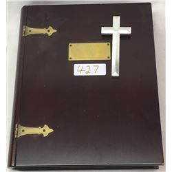 1831 NEW TESTAMENT BIBLE, CROSS, AND BOOK BOX
