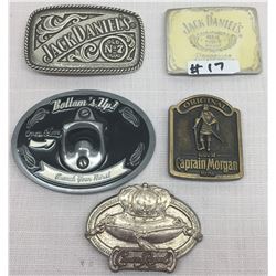 5 BELT BUCKLES - LIQUOR THEME