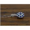 Image 3 : 14KT White Gold Blue Sapphire and Diamond Pendant with Chain