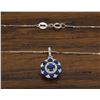 Image 4 : 14KT White Gold Blue Sapphire and Diamond Pendant with Chain