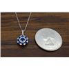 Image 5 : 14KT White Gold Blue Sapphire and Diamond Pendant with Chain