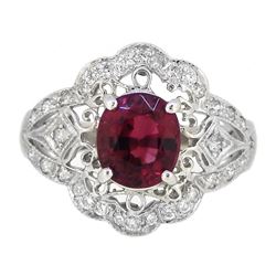 Platinum 1.84ct Tourmaline and Diamond Ring