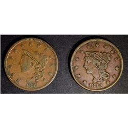 1836 large rim cud & 1842 VF LARGE CENTS