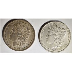 1890-O AU & 1878-S BU cleaned MORGAN DOLLARS