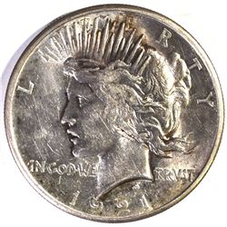 1921 PEACE DOLLAR, CH BU