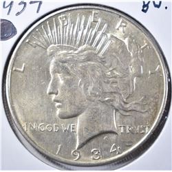 1934-D PEACE DOLLAR, NICE BU