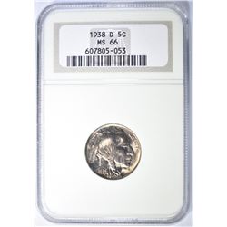1938-D BUFFALO NICKEL, NGC MS-66