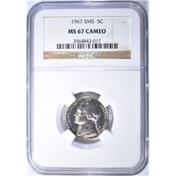 1967 SMS JEFFERSON NICKEL, NGC MS-67 CAMEO