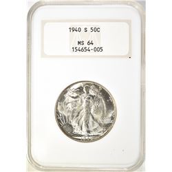 1940-S WALKING LIBERTY HALF DOLLAR,