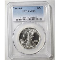 1943-S WALKING LIBERTY HALF PCGS MS-65