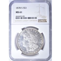 1878-S MORGAN DOLLAR, NGC MS-61