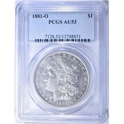 1881-O MORGAN DOLLAR, PCGS AU-53