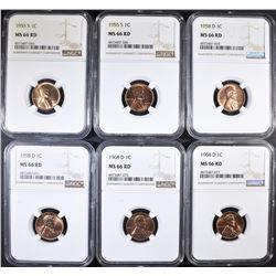 2-1955-S, 2-58-D & 2-68-D LINCOLN CENTS: