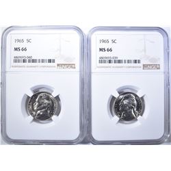 (2) 1965 NICKELS NGC MS-66