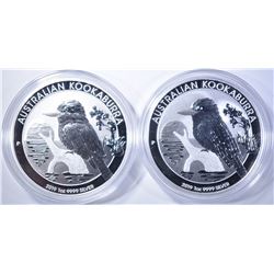 2-AUSTRALIA 1oz SILVER KOOKABURRA $1 COINS