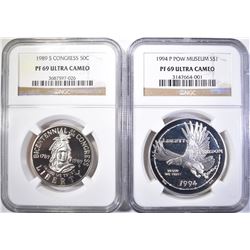 1994 POW $1 & 1898-S CONGRESS 50C COMMEMORATIVES