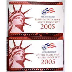 (2) 2005 U.S. MINT SILVER PROOF SET IN OGP