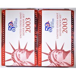 (2) 2003 U.S. MINT SILVER PROOF SET IN OGP