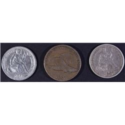 (3) MIXED LOT: 1857 FLING EAGLE VF,