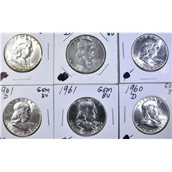 GEM BU FRANKLIN HALF DOLLAR LOT: