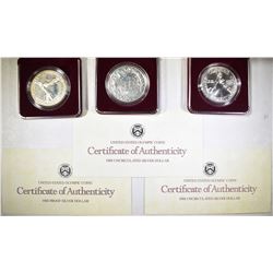 1-PROOF & 2-UNC 1988 OLYMPIC COMMEM SILVER DOLLARS