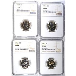 2-1963 & 2-1964 JEFFERSON NICKELS NGC PF68