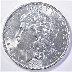 1891 MORGAN DOLLAR, GEM BU