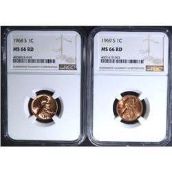 1968-S & 1969-S LINCOLN CENTS NGC
