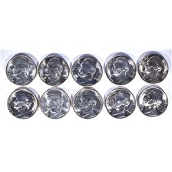 10-GEM BU 1943-S SILVER JEFFERSON NICKELS
