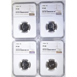 4 - 1964 JEFFERSON NICKELS NGC PF68