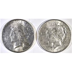 1923-D & 23-S PEACE DOLLARS, CH BU