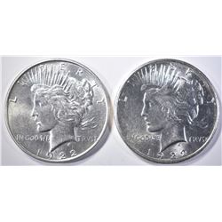 1922-D,S PEACE DOLLARS  BU