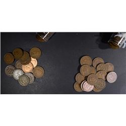 1902 & 1903 CIRC INDIAN CENT ROLLS 100-COINS TOTAL