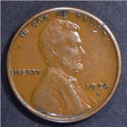 1924-S LINCOLN CENT, XF/AU