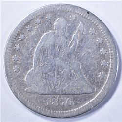 1876 CC SEATED LIBERTY QUARTER VG
