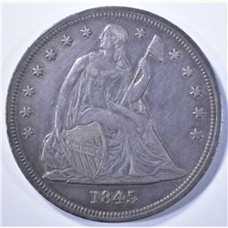 1845 SEATED DOLLAR, AU, SCARCE!