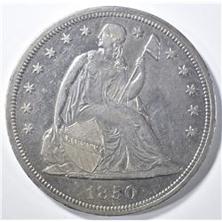 1850 SEATED DOLLAR, AU/BU RARE, MINTAGE 7500